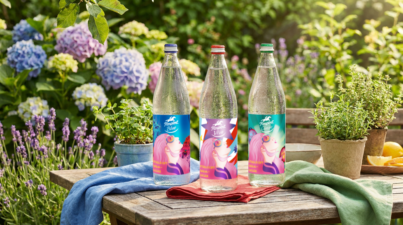 Lisa Gardin crée les étiquettes de la fête nationale 2026 pour les bouteilles en verre de Sources Rosport